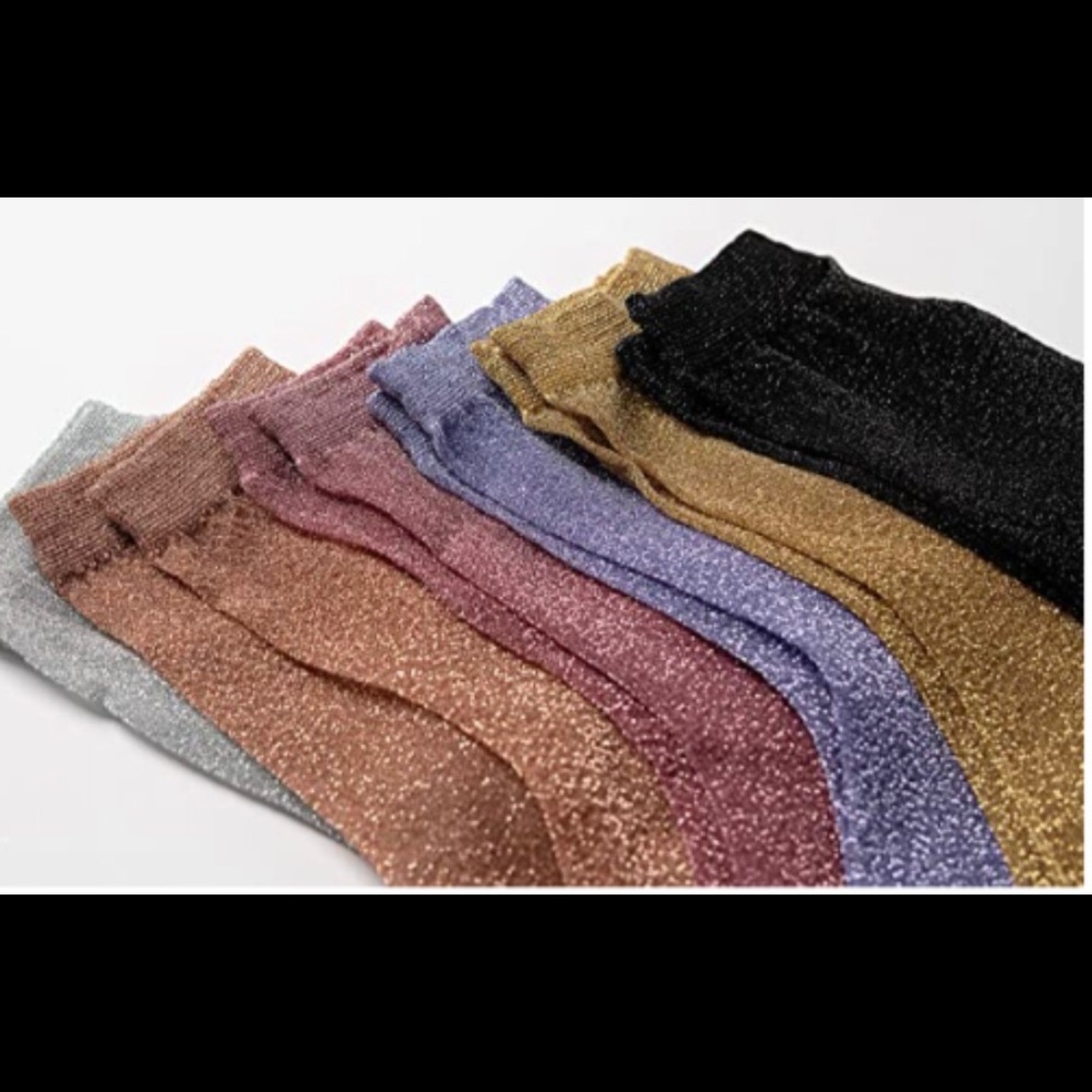 Women’s Shiny Pearl Colorful Glitter Crew Socks        - 5 Pack